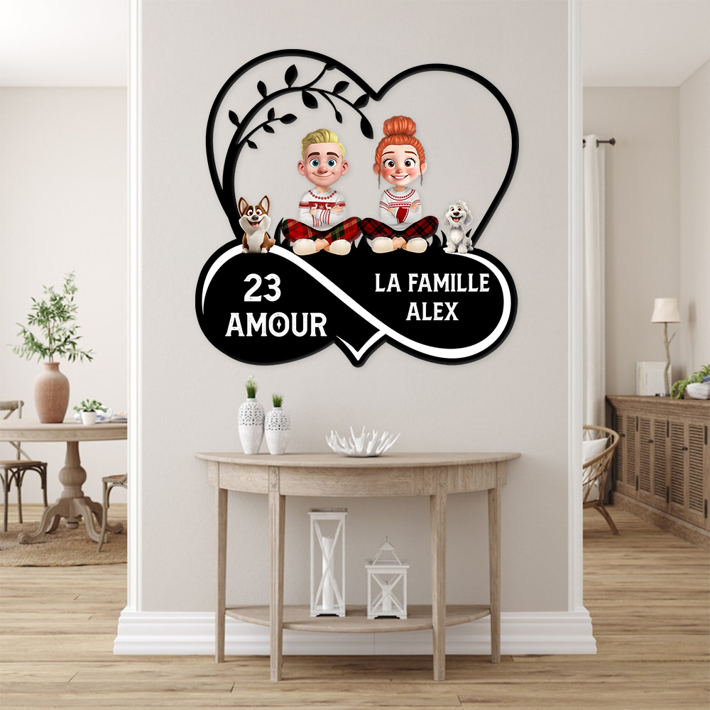 La Famille - Plaque de Jardin en Métal - Plaque d'Adresse en Métal