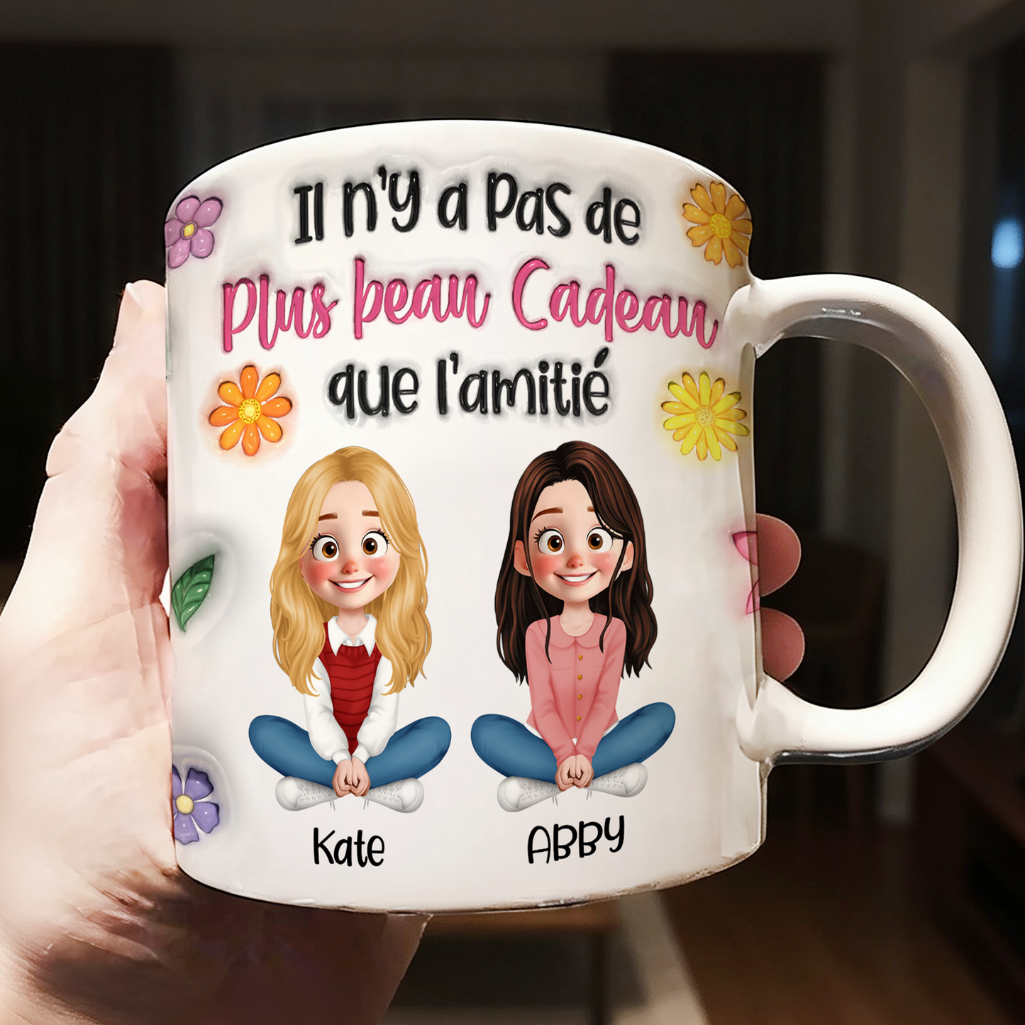 Il N’y A Pas De Plus Beau Cadeau Que L’amitié - Mug Personnalisé 3D Gonflé Effet