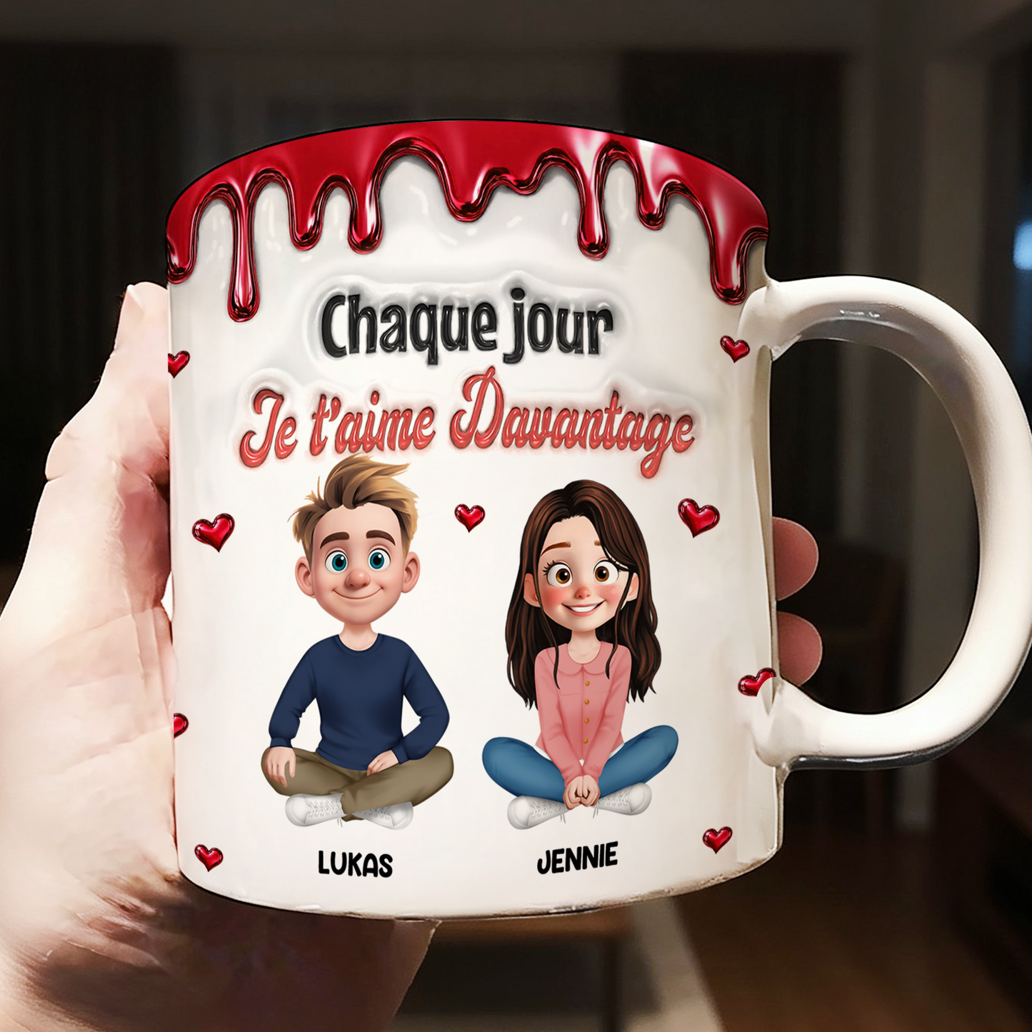 Chaque JourJe T’aime Davantage  - Mug Personnalisé 3D Gonflé Effet