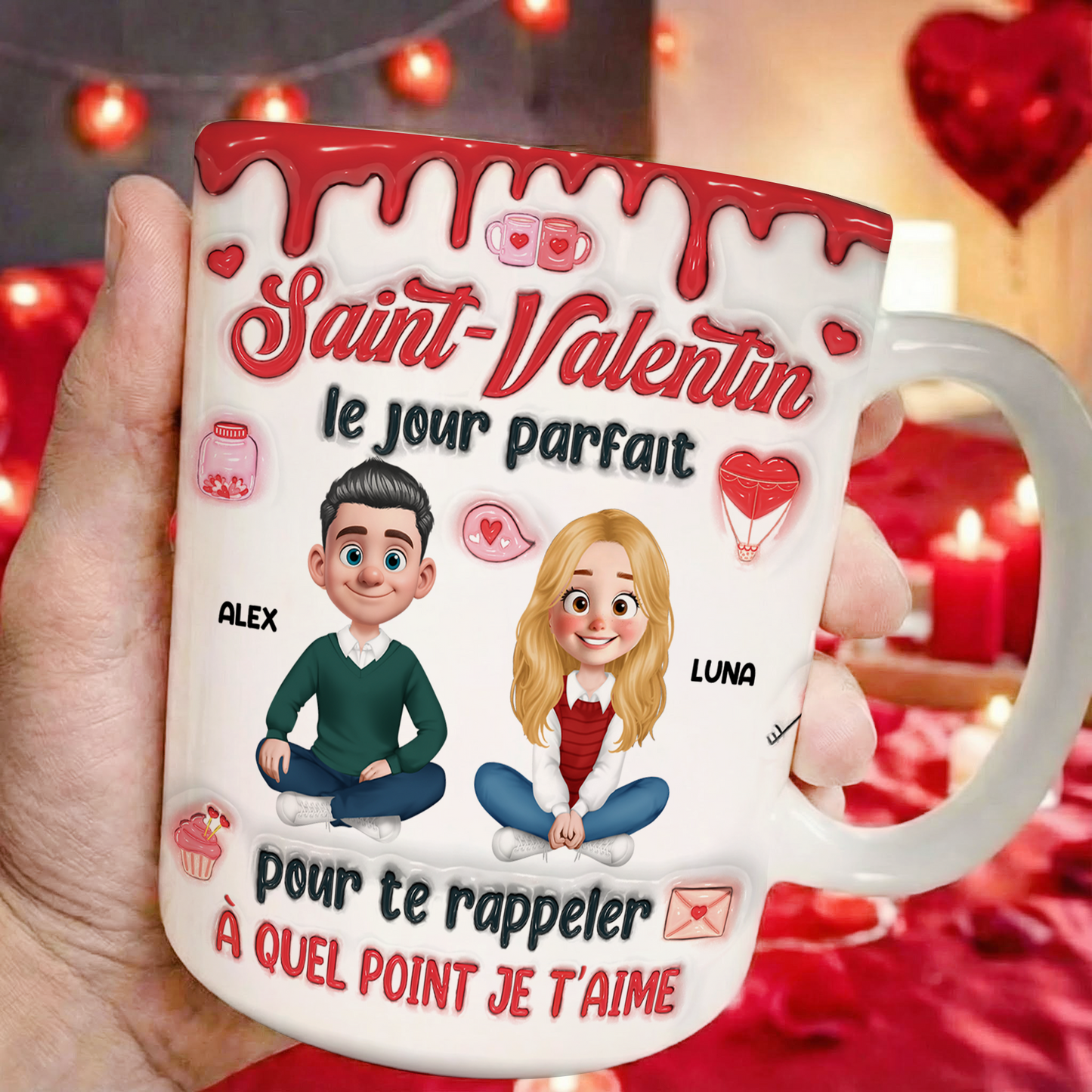 Saint-Valentin Je T’aime - Mug Personnalisé 3D Gonflé Effet