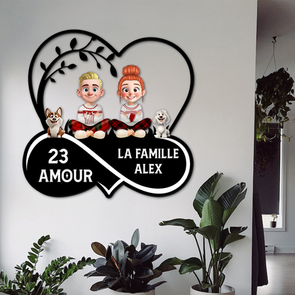 La Famille - Plaque de Jardin en Métal - Plaque d'Adresse en Métal