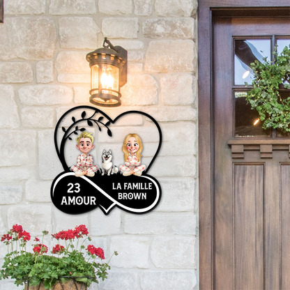 La Famille - Plaque de Jardin en Métal - Plaque d'Adresse en Métal