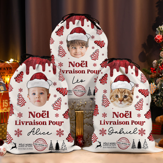 Sac De Noël Personnalisé Avec Nom - Sac Cadeau De Noël Personnalisé Pour Enfants Et Adultes - Sac De Père Noël