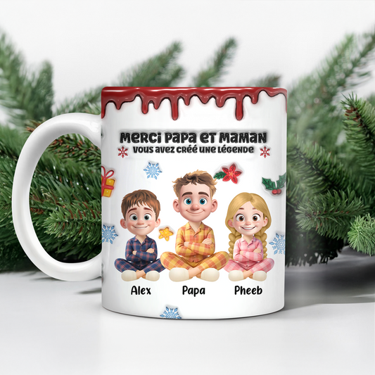 Merci Papa Et Maman, Vous Avez Créé Une Légende - Mug Personnalisé 3D Gonflé Effet