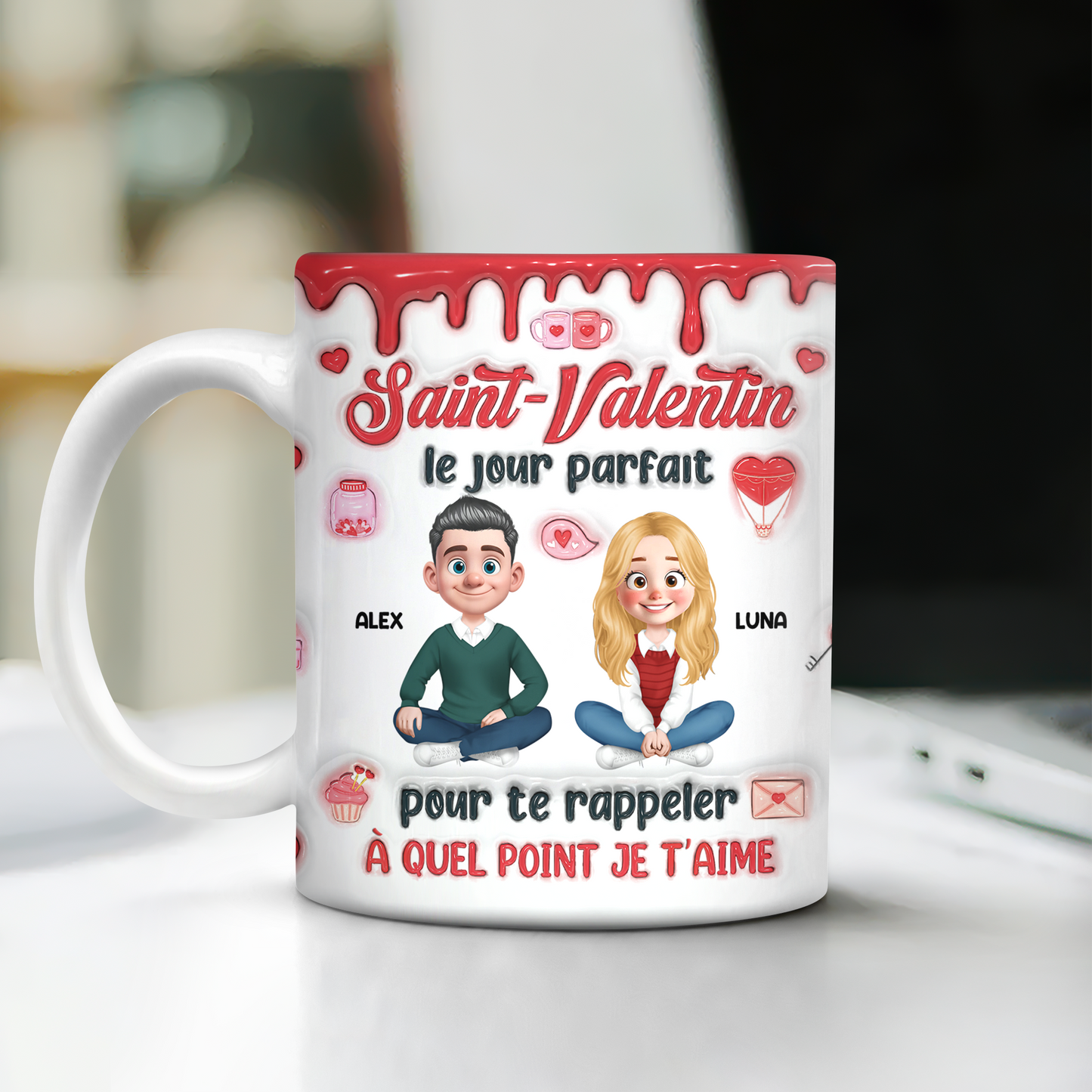 Saint-Valentin Je T’aime - Mug Personnalisé 3D Gonflé Effet