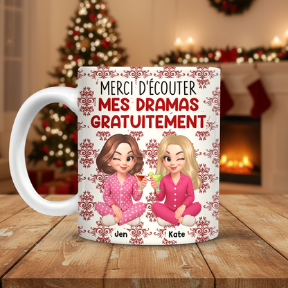 Merci D’écouter Mes Dramas Gratuitement - Mug Personnalisé 3D Gonflé Effet
