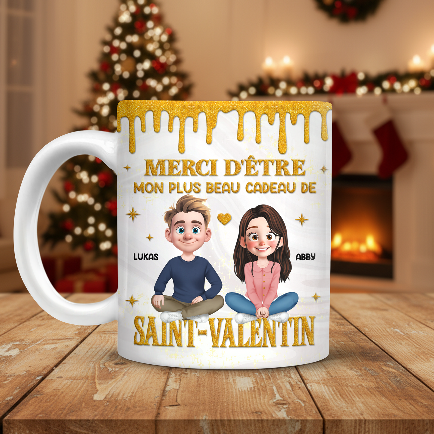 Merci D’être Mon Plus Beau Cadeau De Saint-Valentin - Mug Personnalisé 3D Gonflé Effet