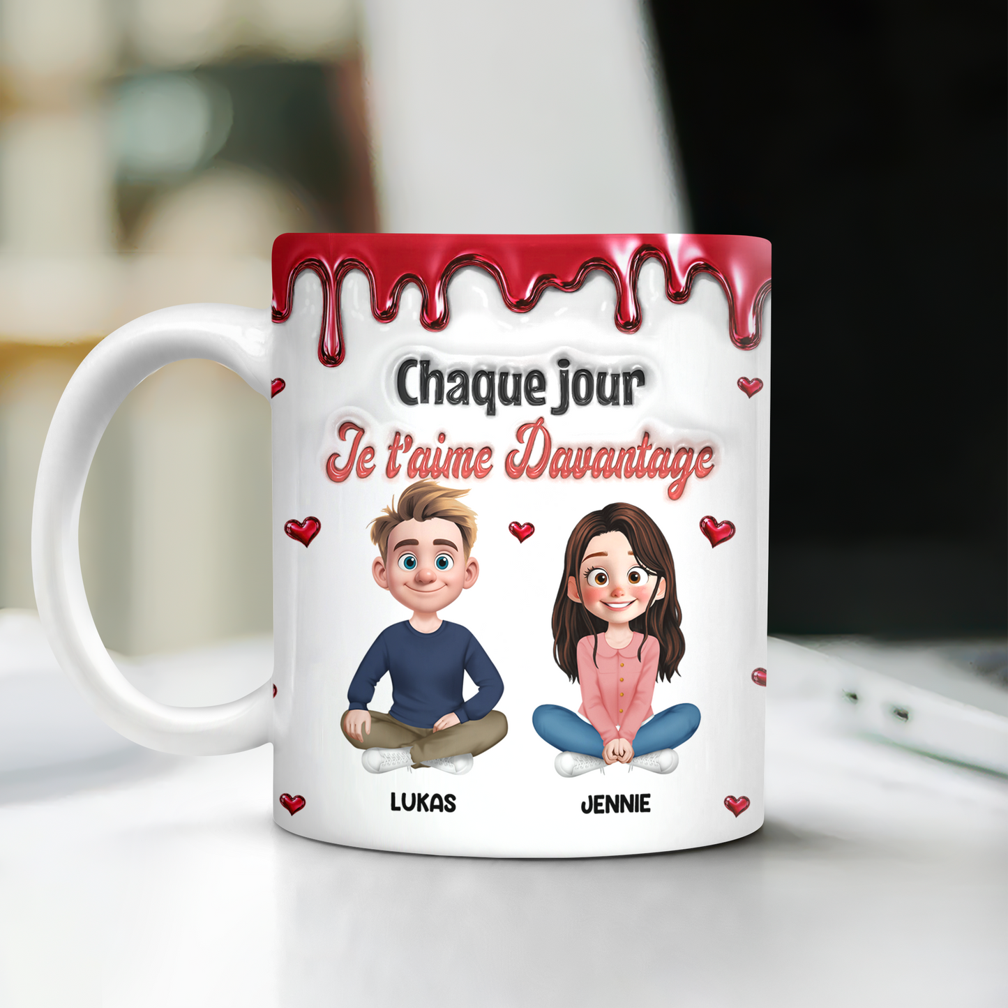 Chaque JourJe T’aime Davantage  - Mug Personnalisé 3D Gonflé Effet