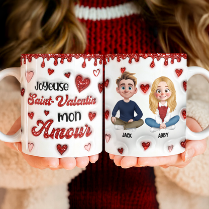 Joyeuse Saint-Valentin Mon Amour - Mug Personnalisé 3D Gonflé Effet