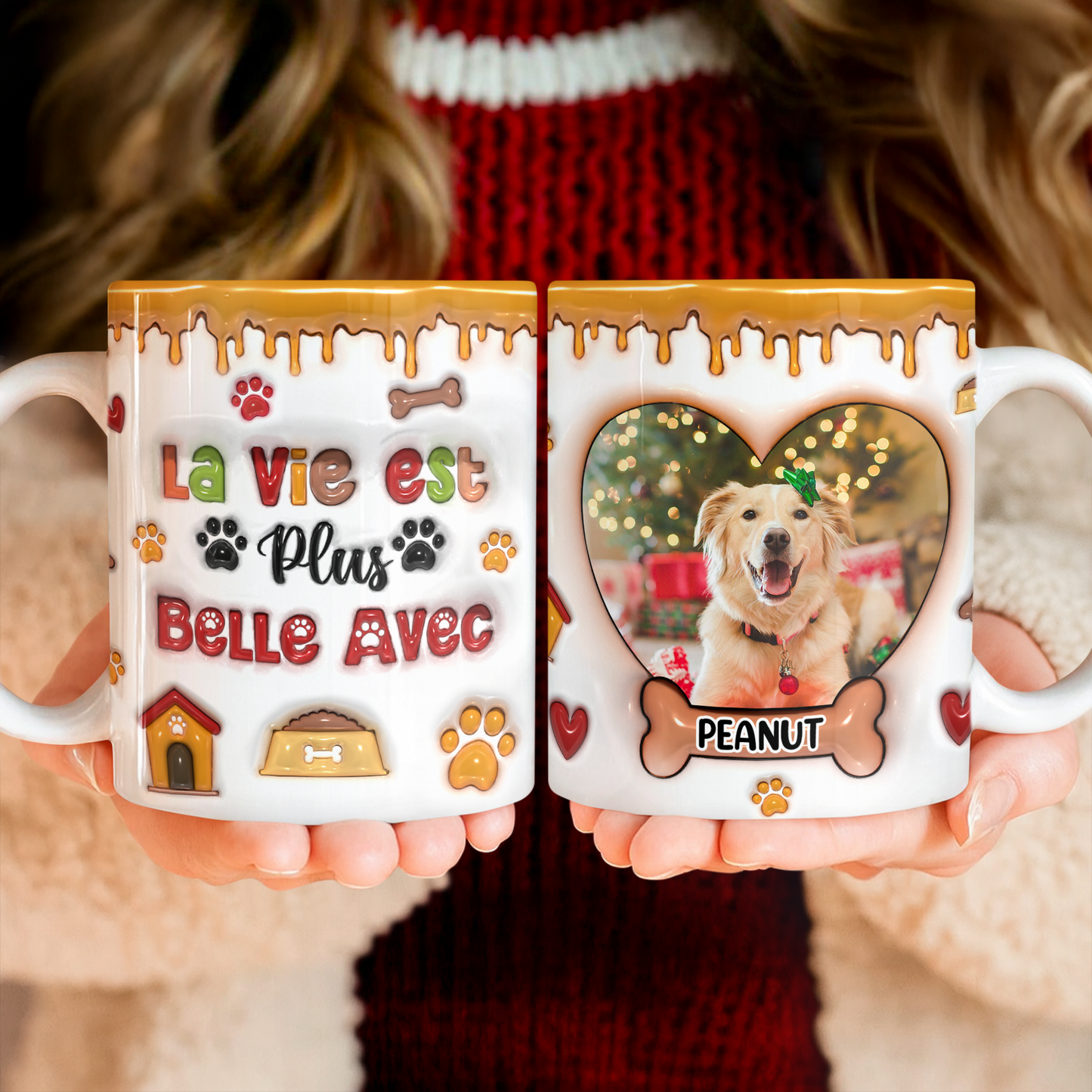 La Vie Est Plus Belle Avec - Mug Personnalisé 3D Gonflé Effet