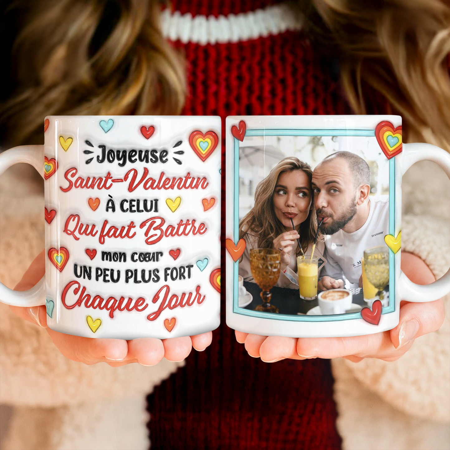 Joyeuse Saint-Valentin Photo - Mug Personnalisé 3D Gonflé Effet