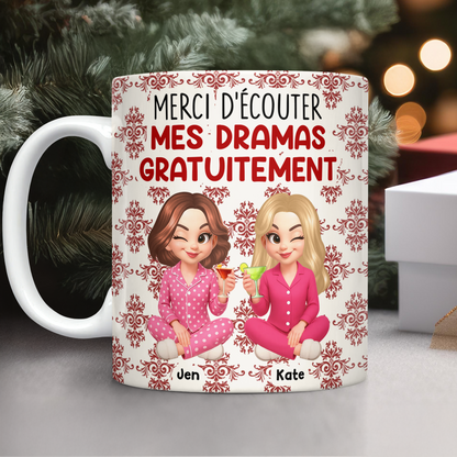 Merci D’écouter Mes Dramas Gratuitement - Mug Personnalisé 3D Gonflé Effet