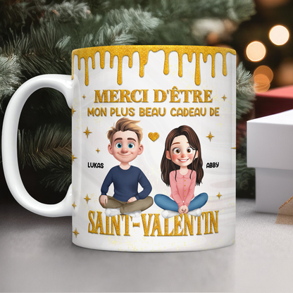 Merci D’être Mon Plus Beau Cadeau De Saint-Valentin - Mug Personnalisé 3D Gonflé Effet