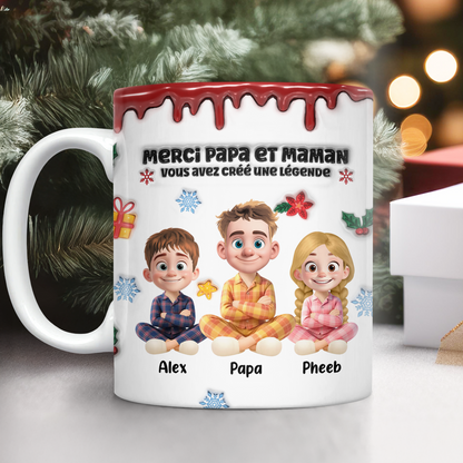 Merci Papa Et Maman, Vous Avez Créé Une Légende - Mug Personnalisé 3D Gonflé Effet