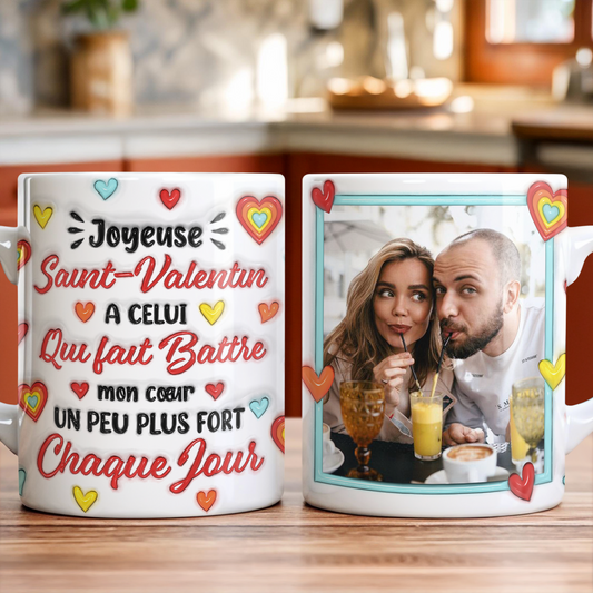 Joyeuse Saint-Valentin Photo - Mug Personnalisé 3D Gonflé Effet