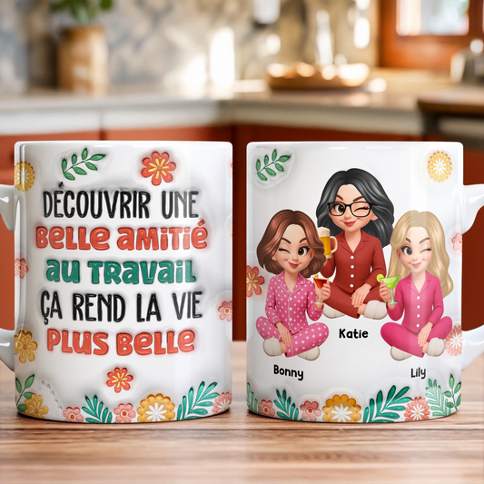 Découvrir Une Belle Amitié Au Travail  - Mug Personnalisé 3D Gonflé Effet