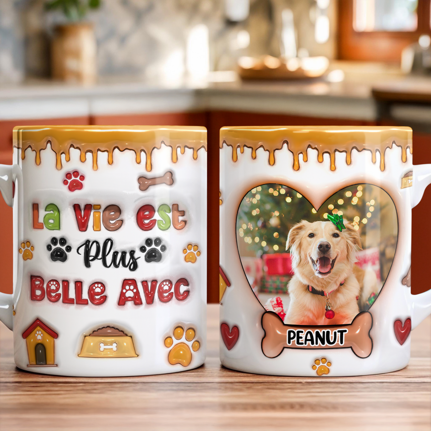 La Vie Est Plus Belle Avec - Mug Personnalisé 3D Gonflé Effet