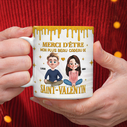 Merci D’être Mon Plus Beau Cadeau De Saint-Valentin - Mug Personnalisé 3D Gonflé Effet