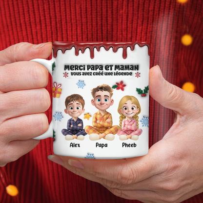 Merci Papa Et Maman, Vous Avez Créé Une Légende - Mug Personnalisé 3D Gonflé Effet