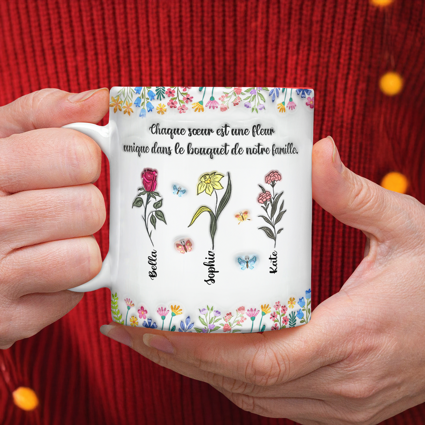 Chaque Sœur Est Une Fleur  - Mug Personnalisé 3D Gonflé Effet