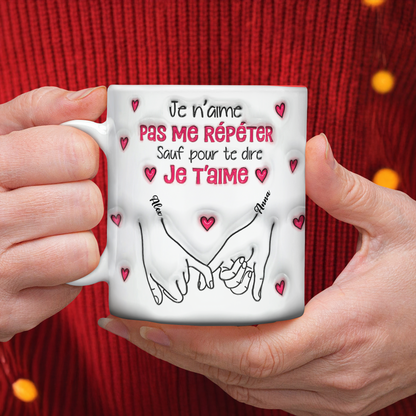 Je t’aime - Mug Personnalisé 3D Gonflé Effet