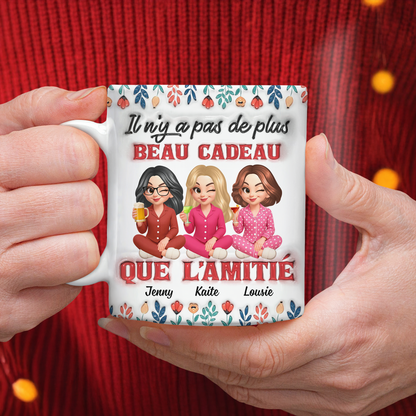 Il N'y A Pas De Plus Beau Cadeau Que L'amitié Fleur - Mug Personnalisé 3D Gonflé Effet