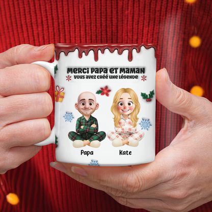 Merci Papa Et Maman, Vous Avez Créé Une Légende - Mug Personnalisé 3D Gonflé Effet