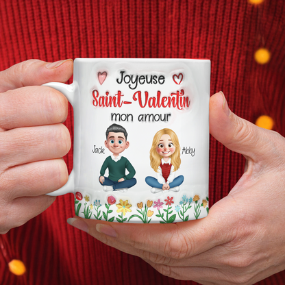 Joyeuse Saint-Valentin Mon Amour 3D Effet- Mug Personnalisé 3D Gonflé Effet