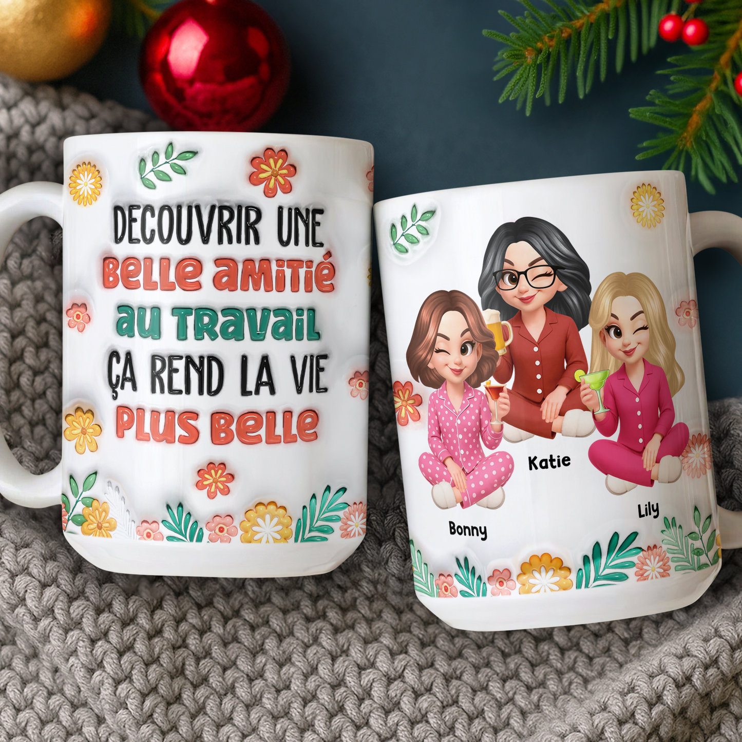 Découvrir Une Belle Amitié Au Travail  - Mug Personnalisé 3D Gonflé Effet