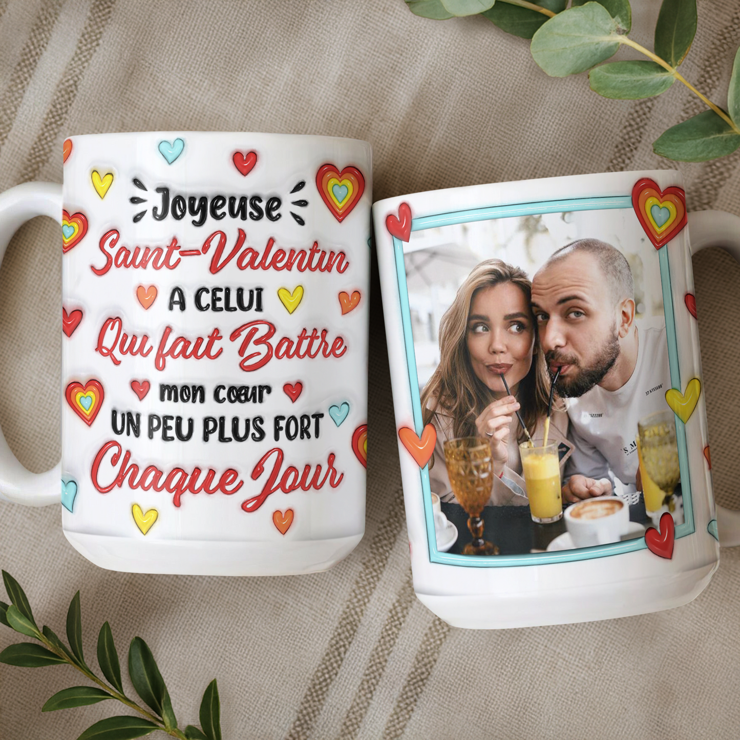 Joyeuse Saint-Valentin Photo - Mug Personnalisé 3D Gonflé Effet