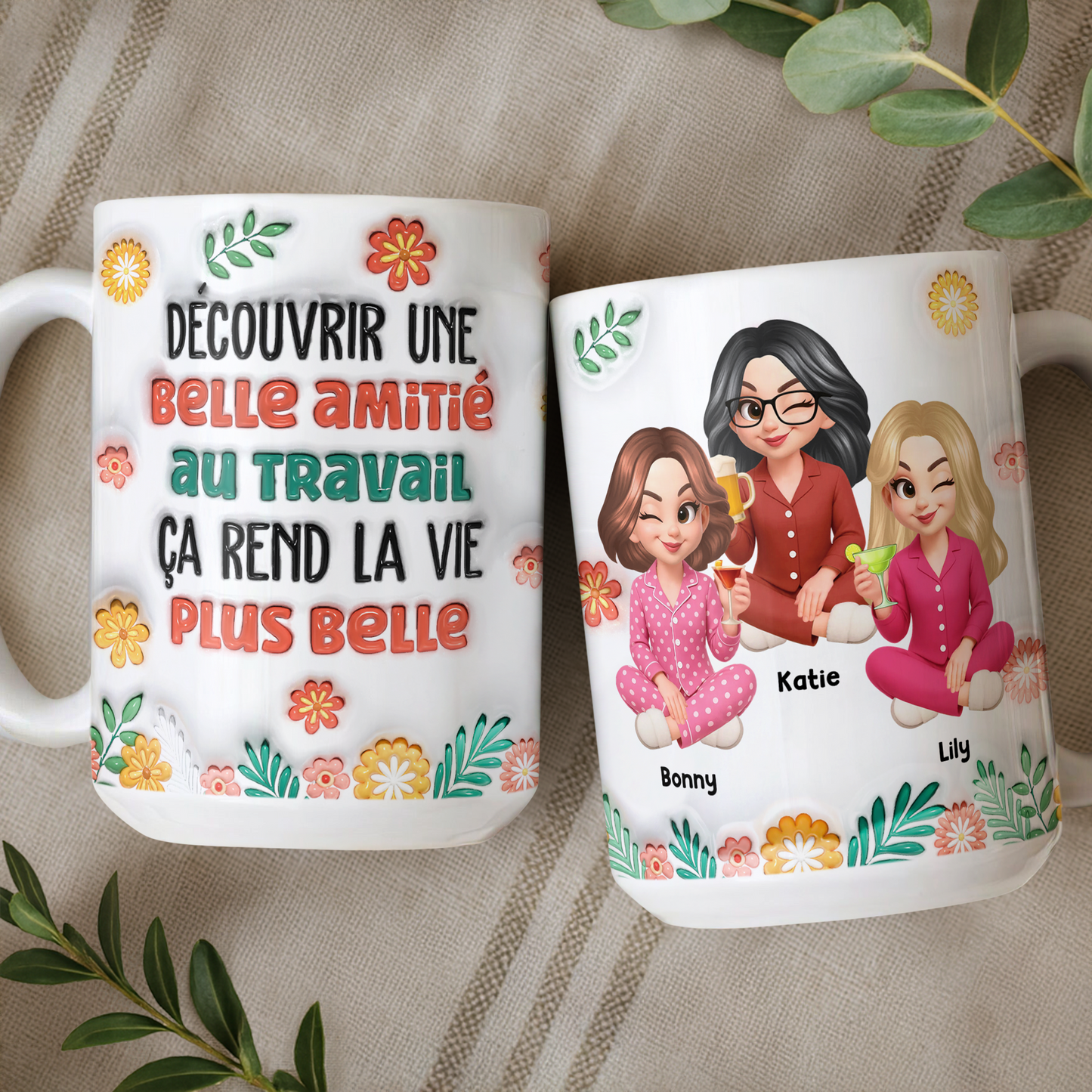 Découvrir Une Belle Amitié Au Travail  - Mug Personnalisé 3D Gonflé Effet