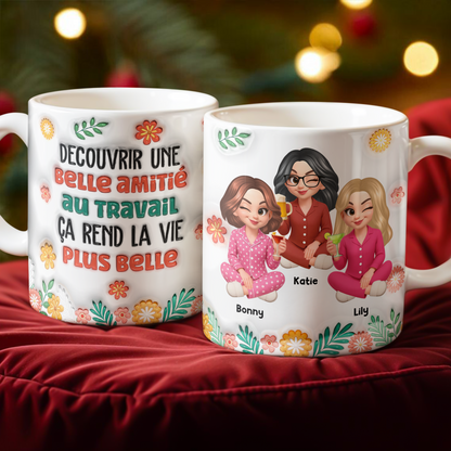 Découvrir Une Belle Amitié Au Travail  - Mug Personnalisé 3D Gonflé Effet