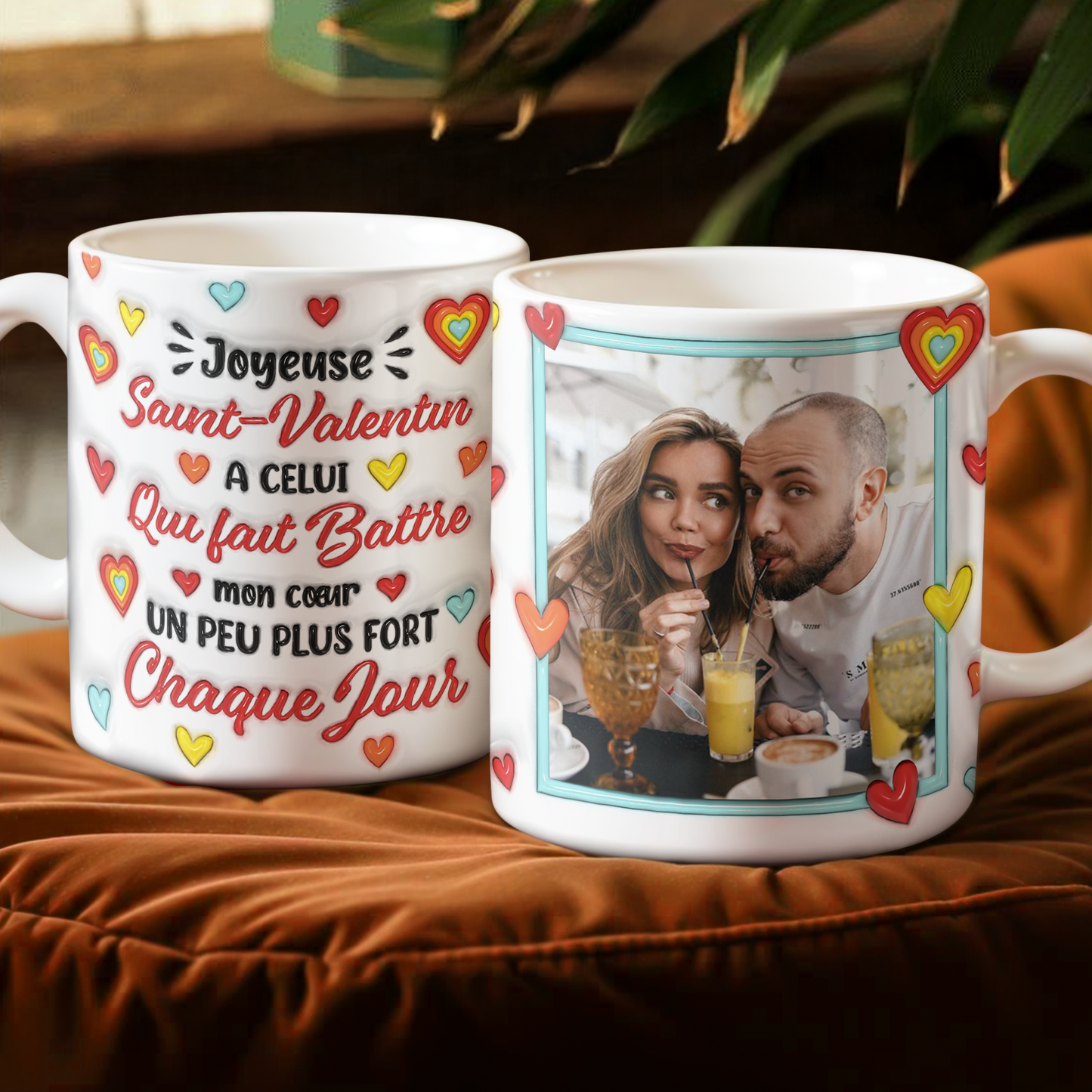 Joyeuse Saint-Valentin Photo - Mug Personnalisé 3D Gonflé Effet
