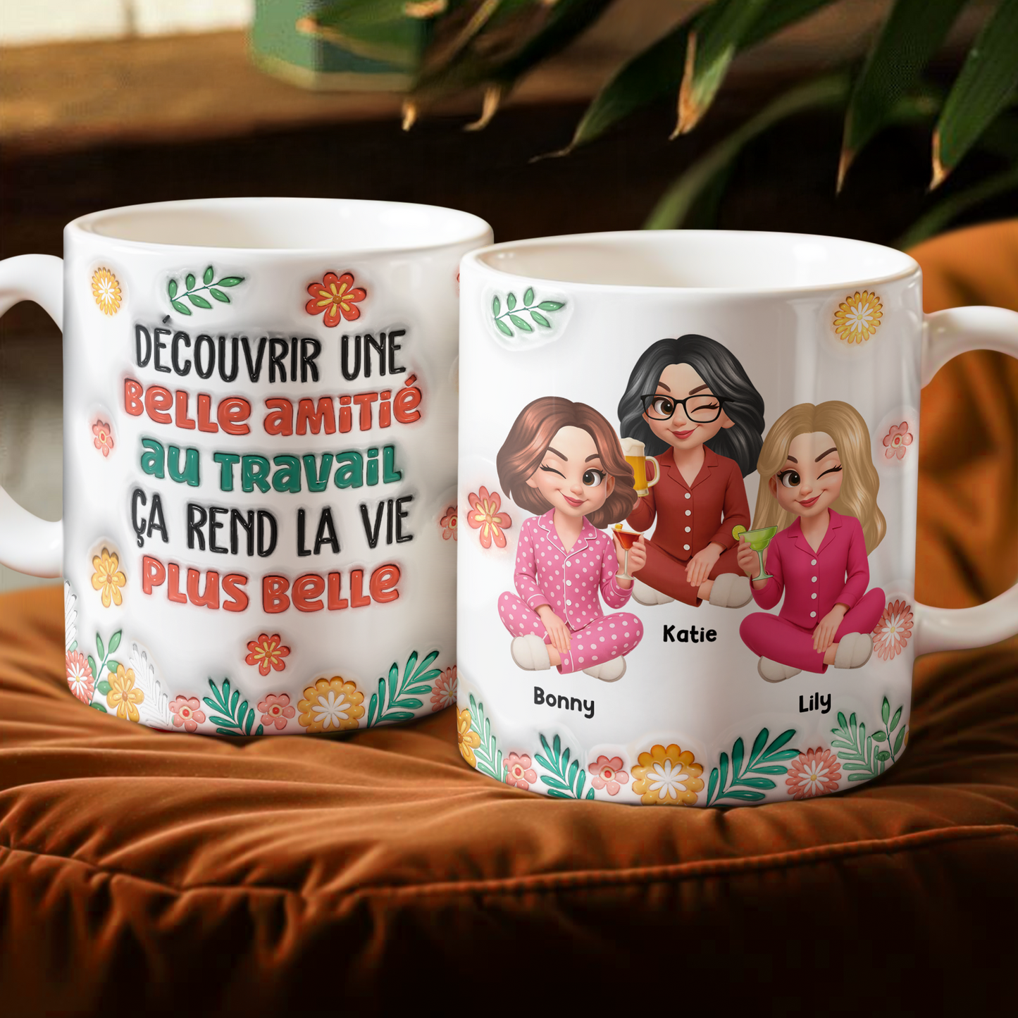 Découvrir Une Belle Amitié Au Travail  - Mug Personnalisé 3D Gonflé Effet