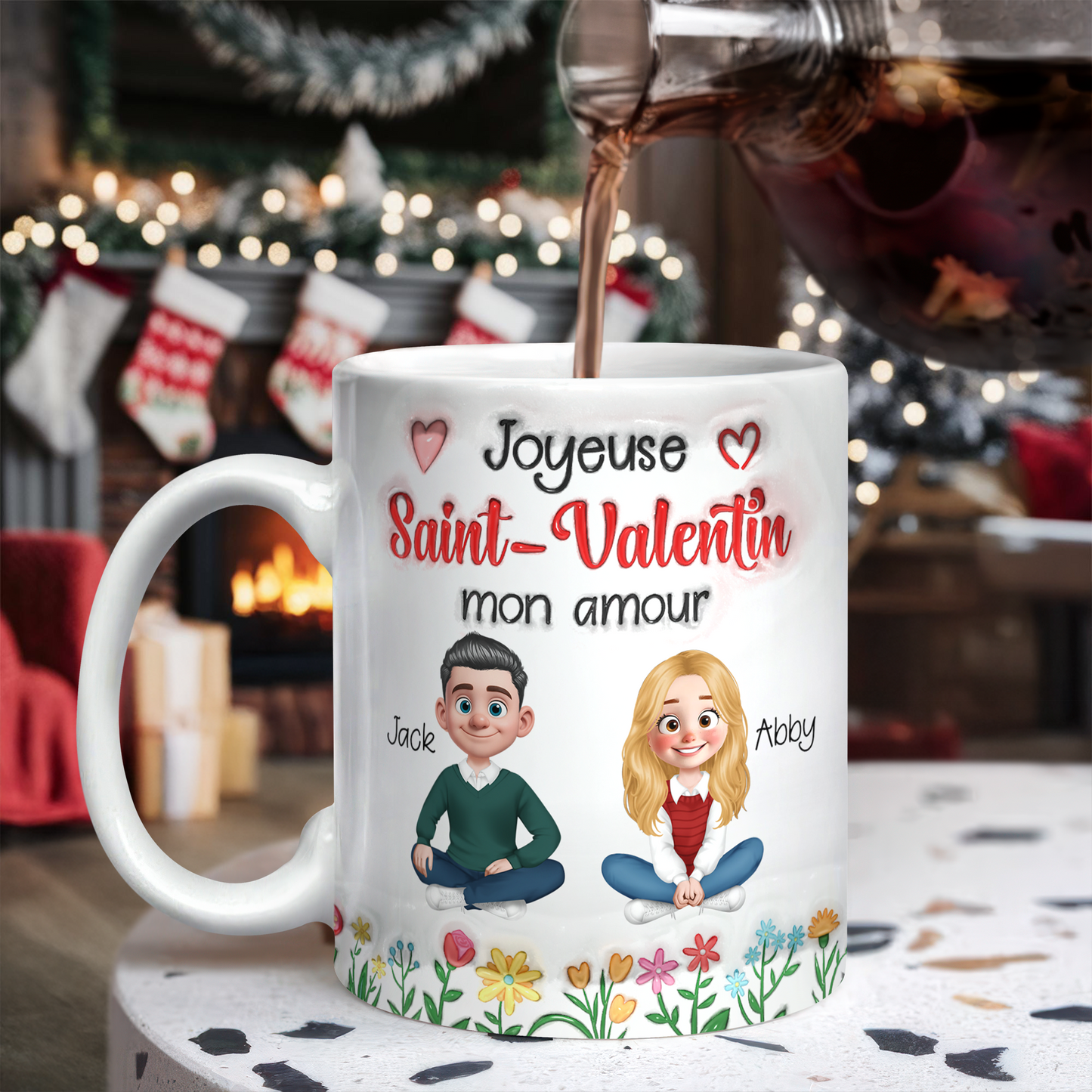 Joyeuse Saint-Valentin Mon Amour 3D Effet- Mug Personnalisé 3D Gonflé Effet