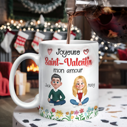 Joyeuse Saint-Valentin Mon Amour 3D Effet- Mug Personnalisé 3D Gonflé Effet