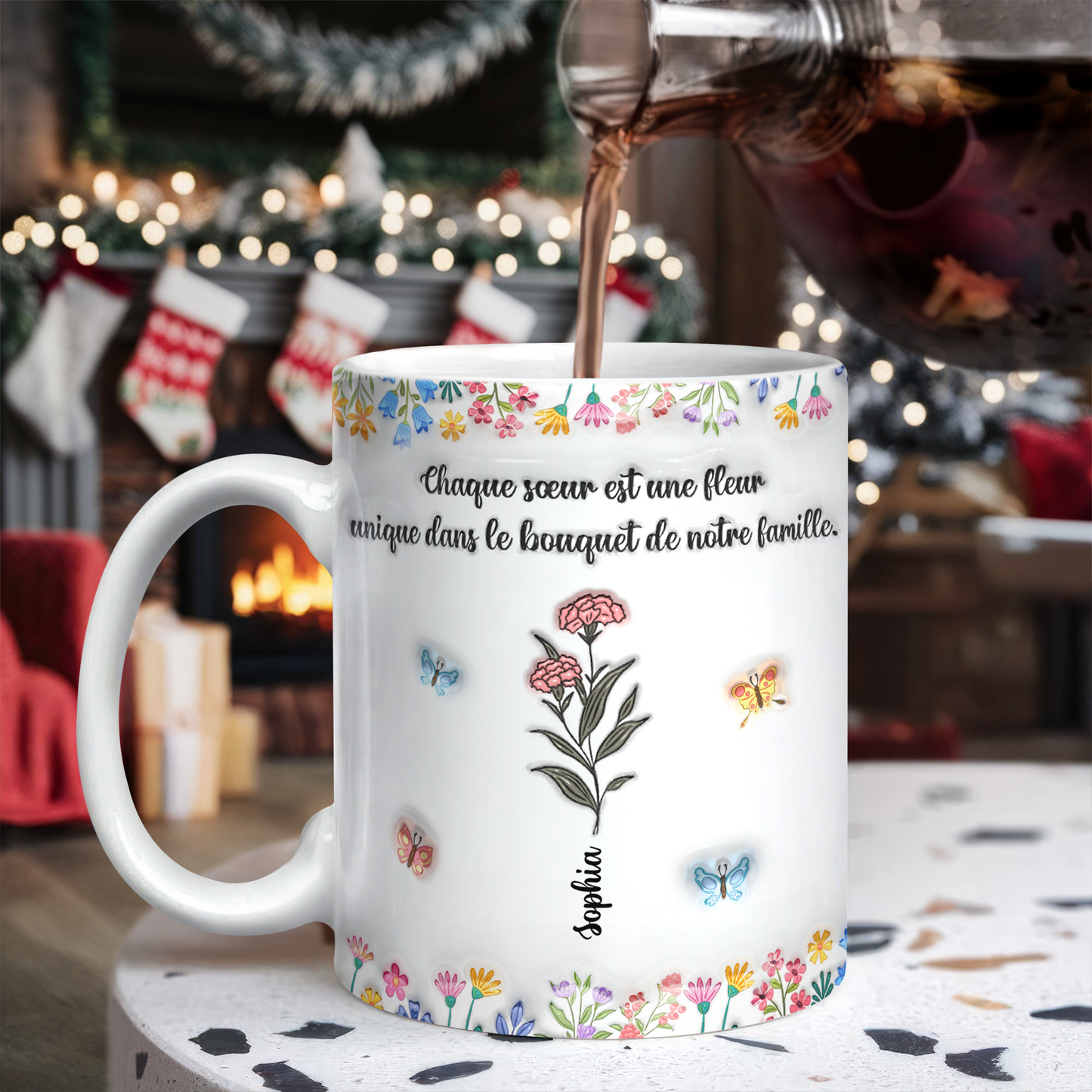 Chaque Sœur Est Une Fleur  - Mug Personnalisé 3D Gonflé Effet