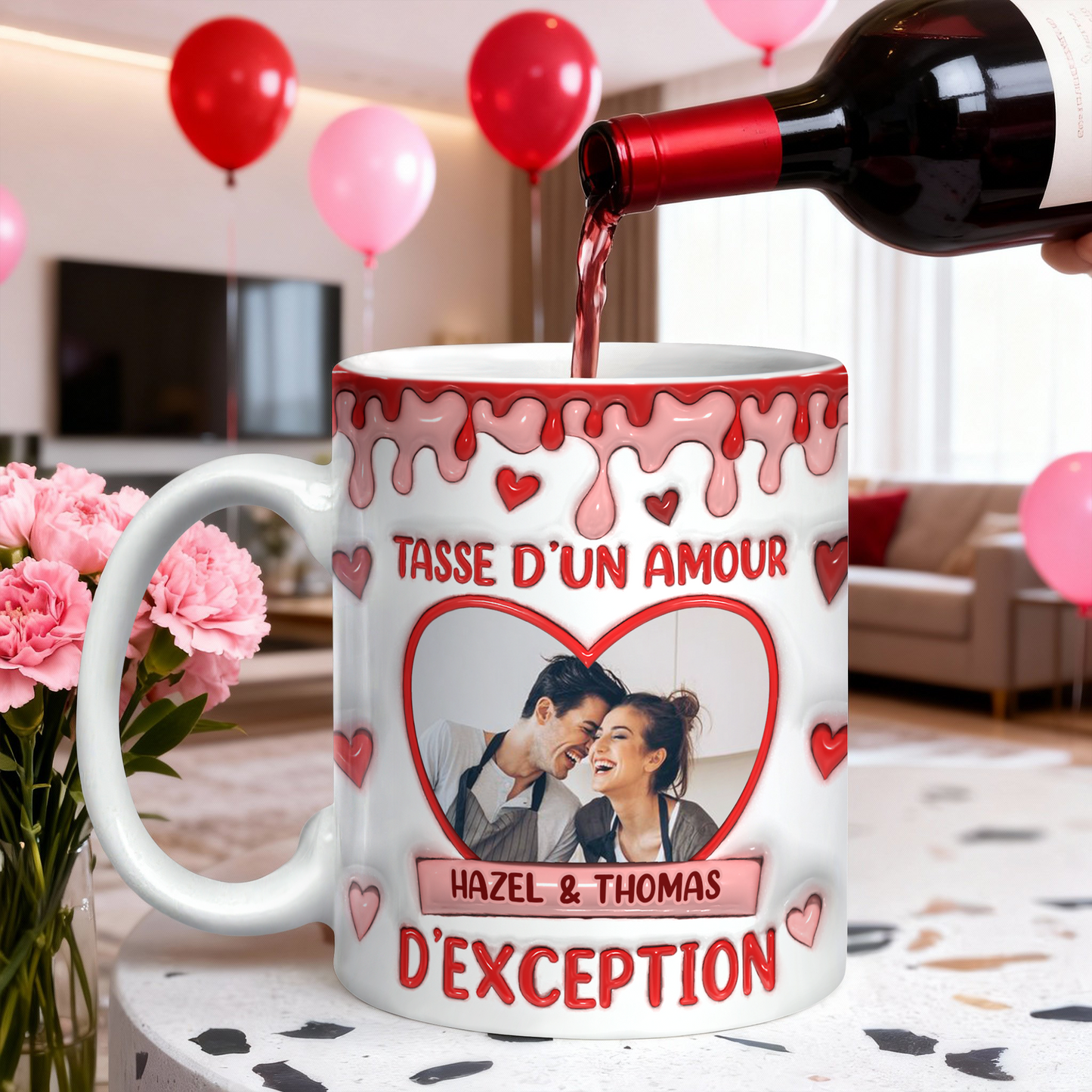 Tasse D’un Amour D’exception Je t’aime Photo - Mug Personnalisé 3D Gonflé Effet