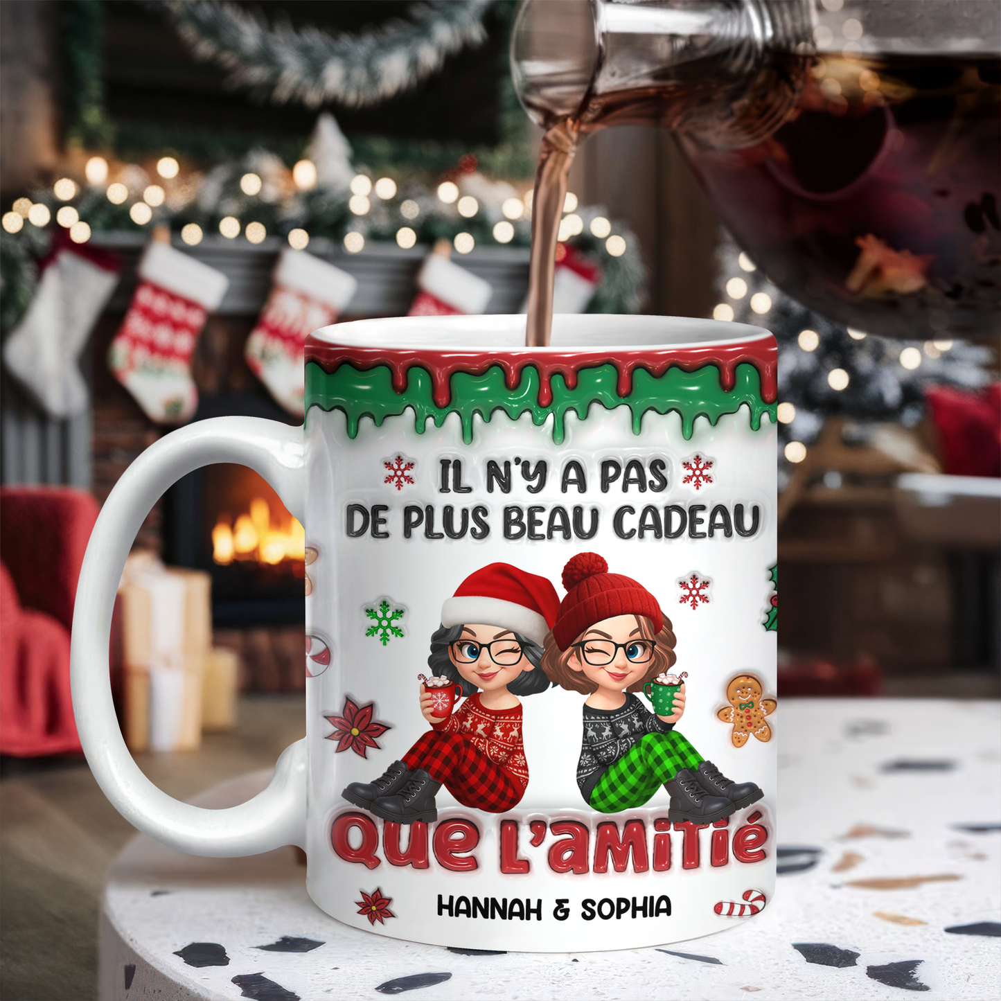Il N’y A Pas De Plus Beau Cadeau Que L’amitié - Mug Personnalisé 3D Gonflé Effet