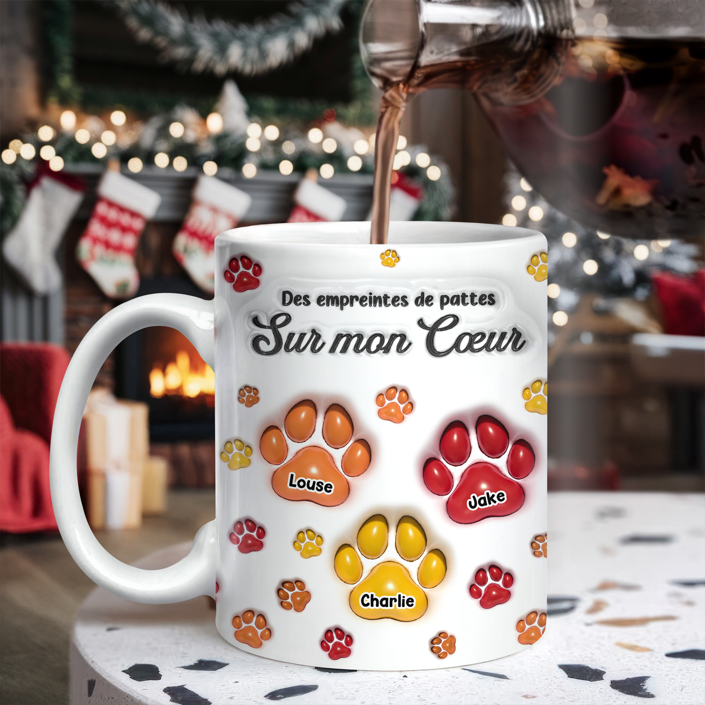 Des Empreintes De Pattes Sur Mon Cœur   - Mug Personnalisé 3D Gonflé Effet