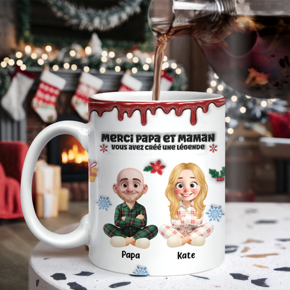 Merci Papa Et Maman, Vous Avez Créé Une Légende - Mug Personnalisé 3D Gonflé Effet