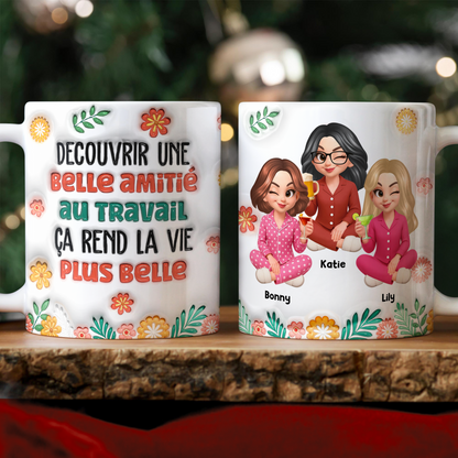 Découvrir Une Belle Amitié Au Travail  - Mug Personnalisé 3D Gonflé Effet