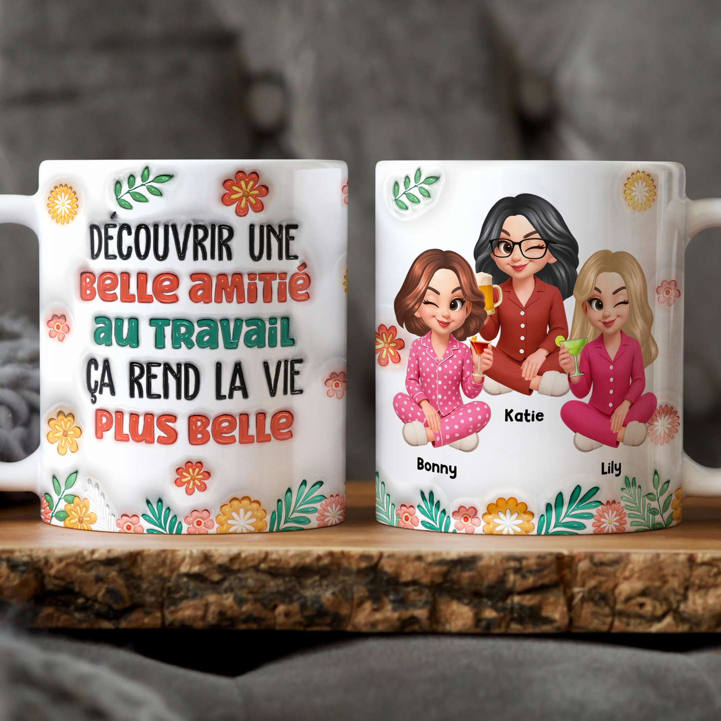 Découvrir Une Belle Amitié Au Travail  - Mug Personnalisé 3D Gonflé Effet