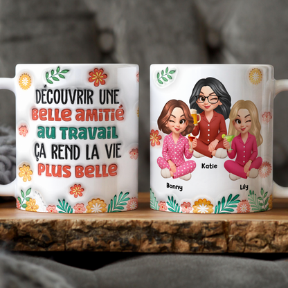 Découvrir Une Belle Amitié Au Travail  - Mug Personnalisé 3D Gonflé Effet