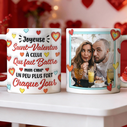 Joyeuse Saint-Valentin Photo - Mug Personnalisé 3D Gonflé Effet