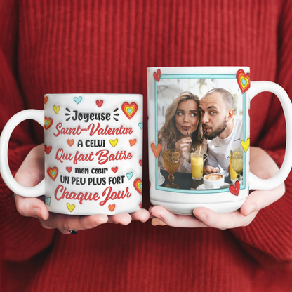Joyeuse Saint-Valentin Photo - Mug Personnalisé 3D Gonflé Effet