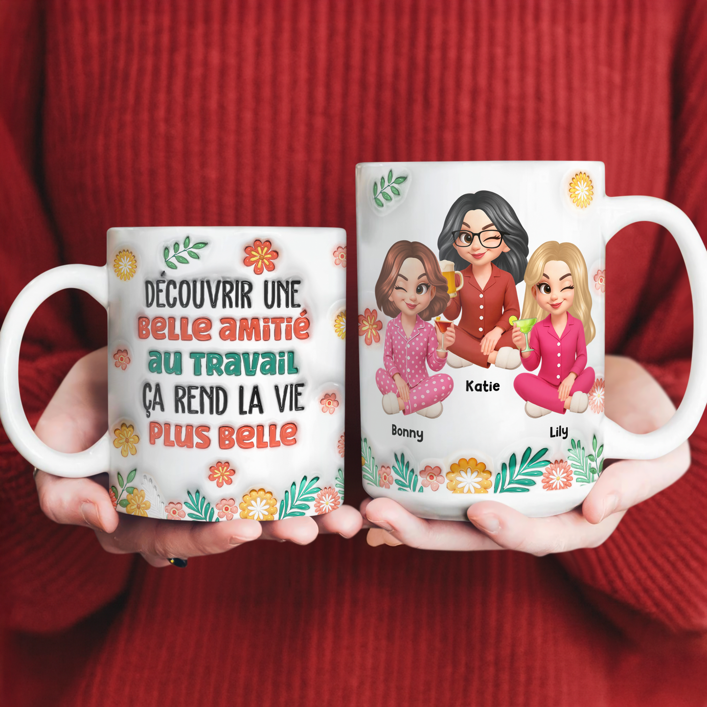Découvrir Une Belle Amitié Au Travail  - Mug Personnalisé 3D Gonflé Effet