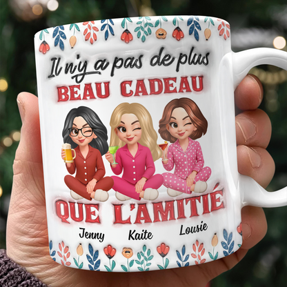 Il N'y A Pas De Plus Beau Cadeau Que L'amitié Fleur - Mug Personnalisé 3D Gonflé Effet