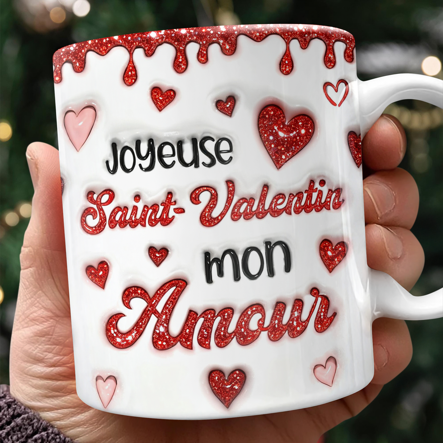 Joyeuse Saint-Valentin Mon Amour - Mug Personnalisé 3D Gonflé Effet
