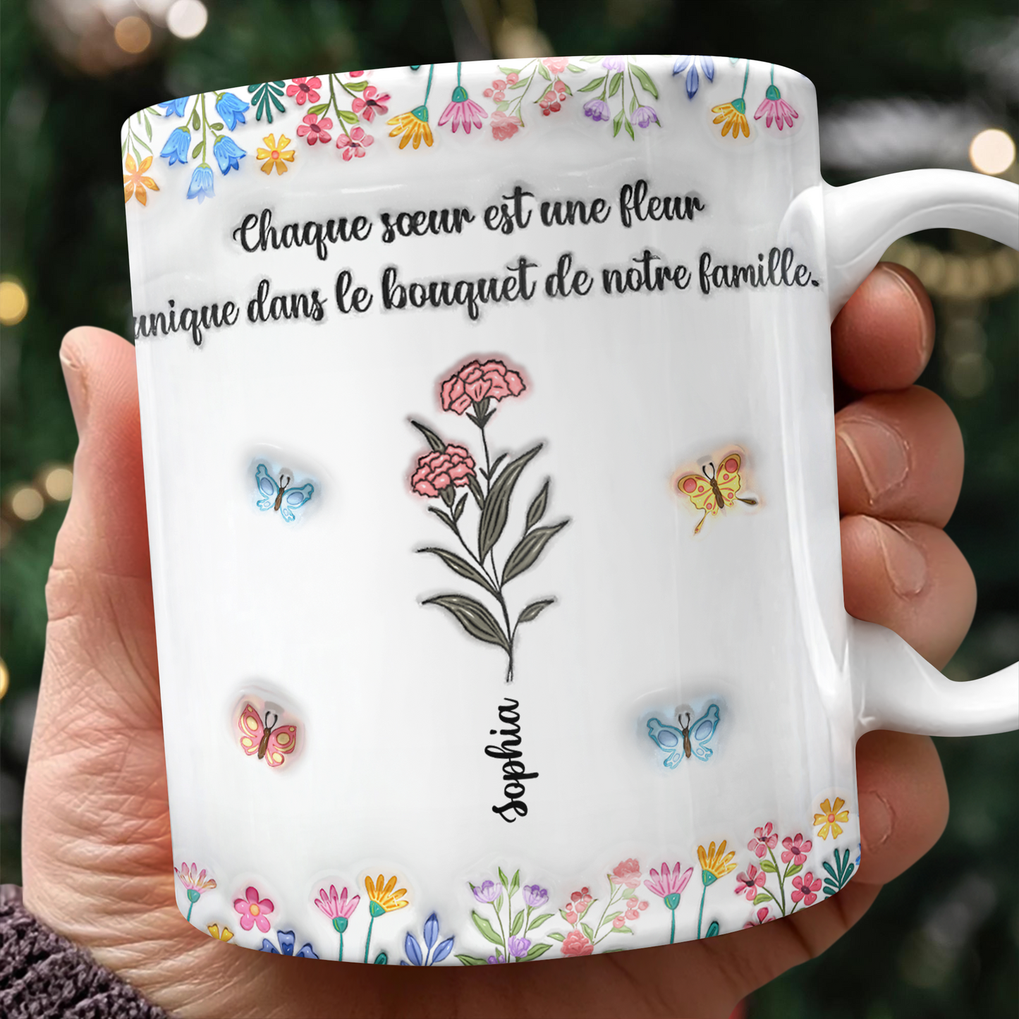 Chaque Sœur Est Une Fleur  - Mug Personnalisé 3D Gonflé Effet